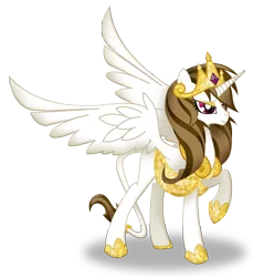 Size: 1202x1310 | Tagged: alicorn, alicorn oc, artist:zahpkiel, clothes, crown, derpibooru import, horn, jewelry, oc, oc:kali, regalia, safe, simple background, transparent background, unofficial characters only, wings