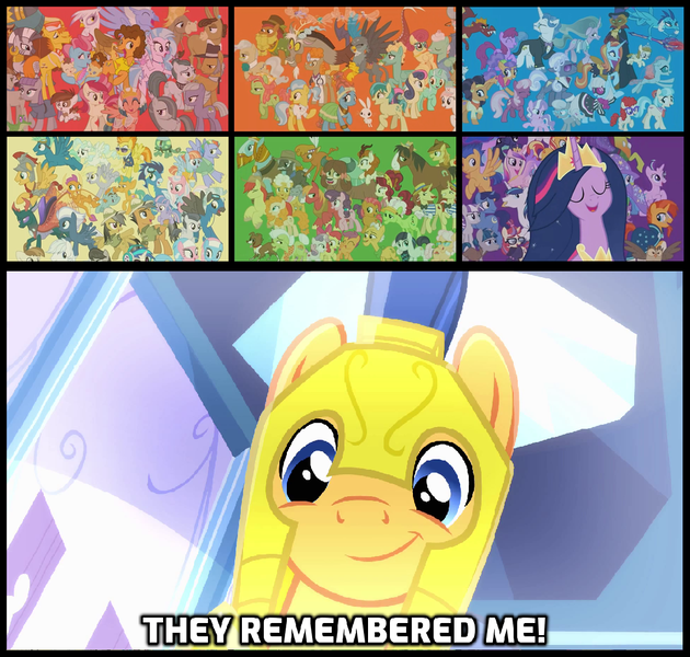 Size: 1138x1083 | Tagged: safe, derpibooru import, edit, edited screencap, screencap, aloe, angel bunny, apple bloom, apple rose, applejack, auntie applesauce, autumn blaze, babs seed, berry punch, berryshine, big daddy mccolt, big macintosh, bon bon, boneless, boneless 2, bow hothoof, braeburn, bright mac, bulk biceps, burnt oak, capper dapperpaws, carrot cake, cattail, cheerilee, cheese sandwich, cherry jubilee, clear sky, cloudy quartz, coco pommel, coloratura, cranky doodle donkey, cup cake, daring do, derpy hooves, diamond tiara, discord, doctor fauna, doctor muffin top, doctor whooves, double diamond, fancypants, featherweight, flam, flash magnus, flash sentry, flim, fluttershy, gabby, gallus, garble, gentle breeze, gilda, goldie delicious, grand pear, granny smith, gummy, hoity toity, igneous rock pie, iron will, limestone pie, little strongheart, lotus blossom, luster dawn, lyra heartstrings, marble pie, matilda, maud pie, mayor mare, meadowbrook, mistmane, moondancer, mudbriar, night glider, night light, nurse redheart, ocellus, octavia melody, opalescence, owlowiscious, party favor, pear butter, pharynx, photo finish, pinkie pie, pipsqueak, plaid stripes, posey shy, pound cake, prince rutherford, princess cadance, princess celestia, princess ember, princess flurry heart, princess luna, princess twilight 2.0, pumpkin cake, quibble pants, rainbow dash, rarity, rockhoof, roseluck, rumble, saffron masala, sandbar, sassy saddles, scootaloo, shining armor, silver spoon, silverstream, sky beak, sky stinger, smolder, snails, snips, soarin', somnambula, spike, spitfire, star swirl the bearded, starlight glimmer, stygian, sugar belle, sunburst, sunset shimmer, sweetie belle, sweetie drops, tank, tempest shadow, tender taps, terramar, thunderlane, time turner, tree hugger, trixie, trouble shoes, twilight sparkle, twilight sparkle (alicorn), twilight velvet, twist, vapor trail, vinyl scratch, wind sprint, windy whistles, winona, yona, zecora, zephyr breeze, zippoorwhill, abyssinian, alicorn, breezie, buffalo, changedling, changeling, draconequus, dragon, earth pony, gryphon, hippogriff, kirin, minotaur, pegasus, pony, rabbit, tortoise, unicorn, yak, zebra, equestria girls, equestria girls (movie), my little pony: the movie, season 9, the last problem, spoiler:s09, animal, bloodstone scepter, caption, cute, cutie mark crusaders, diasentres, dragon lord ember, finale, flying, galloping, gigachad spike, granny smith's scarf, leaping, mane six, mccolt family, older, older applejack, older fluttershy, older mane six, older pinkie pie, older rainbow dash, older rarity, older spike, older twilight, prince pharynx, pronking, shyabetes, skunk stripe, subverted meme, the magic of friendship grows, they forgot about me, trotting, wall of tags, wind spring, winged spike