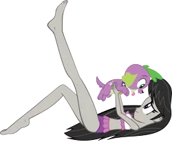 Size: 7446x6129 | Tagged: safe, alternate version, artist:efernothedragon, artist:titanium-pony, derpibooru import, octavia melody, spike, spike the regular dog, dog, equestria girls, equestria girls series, clothes, not shipping, playing, simple background, swimsuit, transparent background, vector