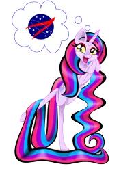 Size: 744x1052 | Tagged: safe, artist:auroraswirls, derpibooru import, oc, oc:nebula nova, unofficial characters only, pony, unicorn, base used, bipedal, female, horn, mare, nasa, open mouth, simple background, smiling, solo, transparent background, unicorn oc