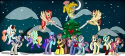 Size: 8278x3720 | Tagged: safe, artist:appleneedle, author:bigonionbean, derpibooru import, oc, oc:aerial agriculture, oc:earthing elements, oc:heartstrong flare, oc:king calm merriment, oc:king righteous authority, oc:king speedy hooves, oc:princess healing glory, oc:princess mythic majestic, oc:princess sincere scholar, oc:princess young heart, oc:queen fresh care, oc:queen galaxia, oc:queen motherly morning, oc:tommy the human, alicorn, pony, alicorn oc, alicorn princess, alicornified, aunt and nephew, aunt and niece, beanie, bowtie, candy, candy cane, chocolate, christmas cookies, christmas star, clothes, collar, commission, commissioner:bigonionbean, cookie, cowboy hat, crescent moon, cupcake, father and child, father and daughter, father and son, female, food, fusion, fusion: princess healing glory, fusion:aerial agriculture, fusion:earthing elements, fusion:heartstrong flare, fusion:king calm merriment, fusion:king righteous authority, fusion:king speedy hooves, fusion:princess mythic majestic, fusion:princess sincere scholar, fusion:princess young heart, fusion:queen fresh care, fusion:queen galaxia, fusion:queen motherly morning, grandfather and grandchild, grandfather and granddaughter, grandfather and grandson, grandmother and grandchild, grandmother and granddaughter, grandmother and grandson, grandparents, hat, hearth's warming, hearth's warming eve, horn, hot chocolate, husband and wife, magic, male, moon, mother and child, mother and daughter, mother and son, mountain, night, ornaments, race swap, scarf, socks, sweater, ugly sweater, uncle and nephew, uncle and niece, wings