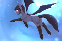 Size: 3600x2400 | Tagged: artist:chapaevv, christmas, derpibooru import, hat, holiday, male, moon, oc, oc:nyn indigo, original species, patreon, patreon reward, safe, solo, species swap, timber pony, timber wolf, wings