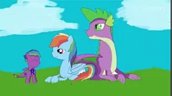 Size: 723x406 | Tagged: artist needed, source needed, safe, derpibooru import, rainbow dash, spike, oc, dracony, dragon, hybrid, pegasus, pony, family, female, interspecies offspring, male, offspring, older, older spike, parent:rainbow dash, parent:spike, parents:rainbowspike, rainbowspike, shipping, straight