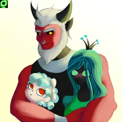 Size: 3000x3000 | Tagged: safe, artist:9987neondraws, derpibooru import, cozy glow, lord tirek, queen chrysalis, human, equestria girls, a better ending for chrysalis, a better ending for cozy, a better ending for tirek, blushing, chrysirek, cozybetes, cozylove, cute, cutealis, daddy tirek, equestria girls-ified, female, high res, male, mommy chrissy, shipping, straight, tirebetes
