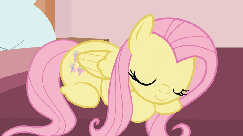 Size: 1920x1080 | Tagged: safe, artist:forgalorga, derpibooru import, screencap, fluttershy, pegasus, pony, behaving like a cat, cute, shyabetes, sleeping, your little cat 3, youtube