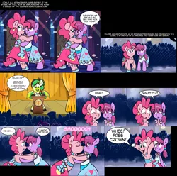 Size: 2988x2964 | Tagged: safe, artist:pinkiepieskitchen, artist:pippy, derpibooru import, berry punch, berryshine, pinkie pie, oc, bat pony, earth pony, pony, pinkiepieskitchen, berrypie, bipedal, blushing, clothes, dignified wear, dress, gala dress, kissing