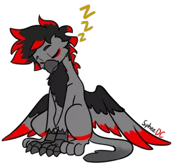 Size: 1280x1212 | Tagged: safe, artist:spheedc, derpibooru import, oc, oc:scorp1.0, oc:scorpio, unofficial characters only, gryphon, commission, digital art, simple background, sleeping, solo, transparent background