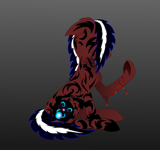 Size: 744x700 | Tagged: grimdark, artist:auroraswirls, derpibooru import, oc, oc:private i, unofficial characters only, earth pony, pony, blood, cutting, earth pony oc, male, raised hoof, self harm, solo, stallion