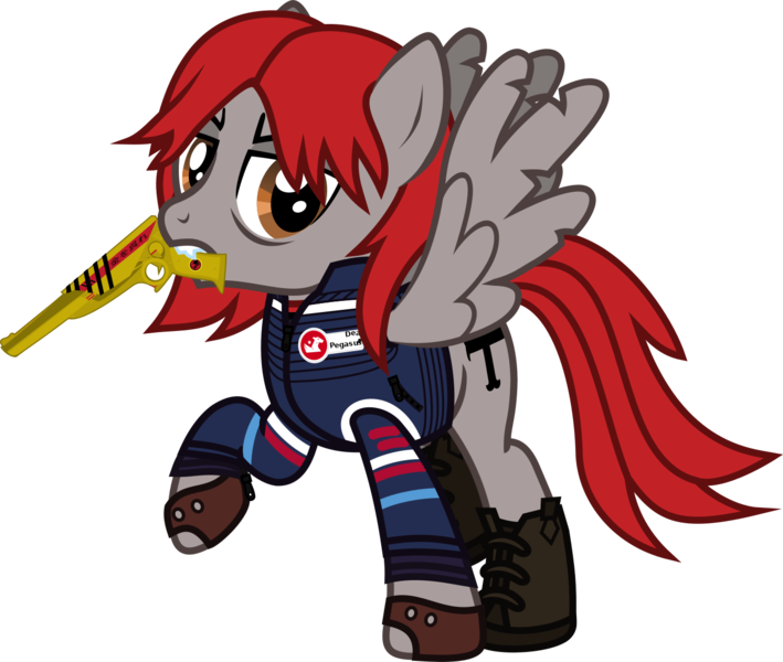 Size: 1420x1201 | Tagged: safe, artist:lightningbolt, derpibooru import, ponified, pegasus, pony, .svg available, bags under eyes, boots, clothes, danger days: the true lives of the fabulous killjoys, dyed mane, dyed tail, fangs, fingerless gloves, gerard way, gloves, jacket, male, mouth hold, my chemical romance, raised hoof, raised leg, ray gun, shirt, shoes, simple background, solo, spread wings, stallion, svg, tattered, tattered wings, transparent background, undershirt, vector, wings, zipper