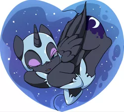 Size: 774x699 | Tagged: safe, alternate version, artist:yukandasama, derpibooru import, nightmare moon, alicorn, pony, cute, female, heart, heart pony, hoof shoes, mare, moonabetes, nicemare moon, one eye closed, open mouth, simple background, solo, white background