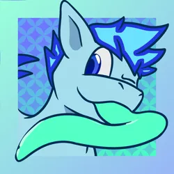 Size: 2000x2000 | Tagged: safe, artist:ferzdracroc, derpibooru import, oc, oc:aspen volare, pegasus, pony, :p, icon, long tongue, male, mlem, one eye closed, silly, solo, tongue out, wink