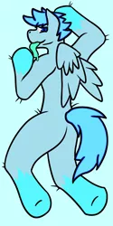 Size: 1000x2000 | Tagged: suggestive, artist:ferzdracroc, derpibooru import, oc, oc:aspen volare, pegasus, pony, body pillow, body pillow design, dakimakura cover, long tongue, looking at you, male, solo, tongue out