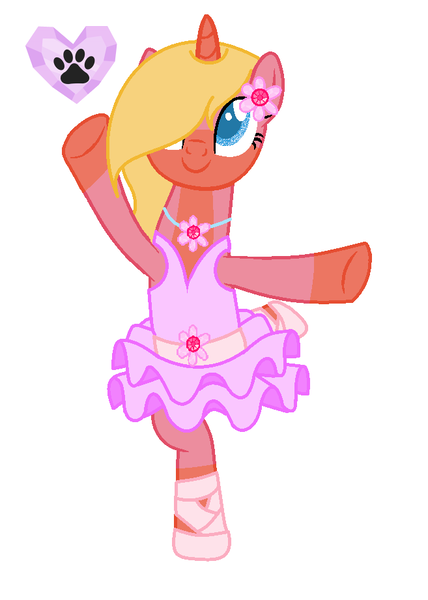 Size: 657x921 | Tagged: safe, artist:emberskydragon, derpibooru import, oc, oc:glissade cinderwisp, unofficial characters only, deer, deer pony, hybrid, original species, unicorn, amulet, ballerina, ballet, ballet slippers, base used, clothes, flower, horn, hybrid oc, hybrid pony, jewelry, kitsune, kitsune pony, solo, tutu, unicorn oc