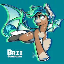 Size: 1080x1080 | Tagged: safe, artist:weirdsketcher, derpibooru import, oc, oc:bree, unofficial characters only, bat pony, art trade, bat pony oc, bat wings, coat markings, cutie mark, ear fluff, ethereal mane, eyeshadow, flying, makeup, open mouth, solo, starry mane, wings