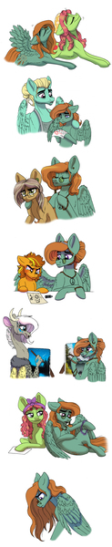 Size: 700x3409 | Tagged: safe, artist:celestial-rainstorm, derpibooru import, tree hugger, zephyr breeze, oc, oc:athena, oc:mellow vibes, oc:sandstone pie, hybrid, pegasus, pony, colt, female, interspecies offspring, male, mare, offspring, parent:discord, parent:fluttershy, parent:limestone pie, parent:quibble pants, parent:tree hugger, parent:zephyr breeze, parents:discoshy, parents:quibblestone, parents:zephyrhugger, stallion