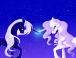 Size: 1852x1404 | Tagged: safe, artist:whitewing1, derpibooru import, oc, unofficial characters only, pony, unicorn, female, horn, horns are touching, mare, night