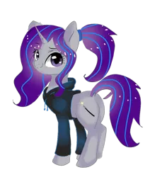 Size: 796x940 | Tagged: safe, artist:latia122, derpibooru import, oc, oc:krya, unofficial characters only, pony, unicorn, 2020 community collab, derpibooru community collaboration, clothes, female, hoodie, mare, simple background, solo, transparent background