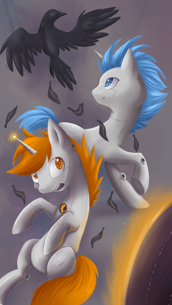 Size: 821x1457 | Tagged: safe, artist:lightning-stars, derpibooru import, ponified, bird, crow, pony, atlas, p-body, portal