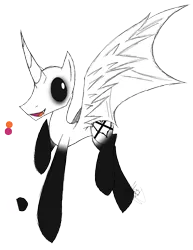 Size: 888x1150 | Tagged: safe, artist:didun850, derpibooru import, oc, oc:arial black, unofficial characters only, alicorn, bat pony, bat pony alicorn, pony, bat pony oc, bat wings, black sclera, horn, open mouth, simple background, solo, transparent background, wings