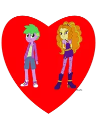 Size: 783x1021 | Tagged: artist needed, source needed, safe, derpibooru import, adagio dazzle, spike, human, equestria girls, adagiospike, disguise, disguised siren, heart, human spike, humanized, shipping heart