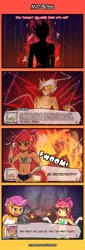 Size: 550x1622 | Tagged: apple bloom, apple bloomers, apple buruma project, artist:lumineko, boss, boss battle, clothes, comic, derpibooru import, end game, partial nudity, reference, safe, scootaloo, thanos, topless