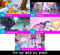 Size: 1704x1560 | Tagged: safe, artist:don2602, derpibooru import, edit, edited screencap, screencap, applejack, fluttershy, pinkie pie, princess luna, rainbow dash, rarity, snowfall frost, songbird serenade, spirit of hearth's warming past, spirit of hearth's warming yet to come, starlight glimmer, tank, twilight sparkle, twilight sparkle (alicorn), alicorn, earth pony, pegasus, pony, tortoise, unicorn, a hearth's warming tail, fame and misfortune, my little pony: the movie, tanks for the memories, backup dancers, blizzard, cloak, clothes, eyes closed, flawless, glasses, hat, i'll fly, lounge chair, luna's future, mane six, rainbow (song), raised hoof, seeds of the past, shorts, snow, snowfall, top 100 mlp g4 songs, top hat, umbrella