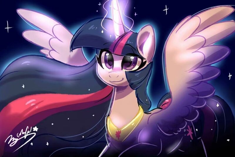 Size: 1080x720 | Tagged: safe, artist:colorfulcolor233, derpibooru import, twilight sparkle, twilight sparkle (alicorn), alicorn, pony, cute, female, glowing horn, horn, mare, older, older twilight, solo, spread wings, twiabetes, wings