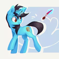 Size: 2205x2205 | Tagged: safe, artist:lightning-stars, derpibooru import, oc, oc:andrea, unofficial characters only, pony, unicorn, brush, paintbrush, solo
