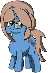 Size: 2095x3153 | Tagged: safe, artist:techarmsbu, derpibooru import, oc, oc:versatile gears, unofficial characters only, pony, unicorn, 2020 community collab, derpibooru community collaboration, chest fluff, glasses, looking at you, male, simple background, solo, stallion, standing, transparent background