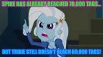 Size: 1280x714 | Tagged: safe, derpibooru import, edit, edited screencap, screencap, trixie, equestria girls, rainbow rocks, caption, female, grammar error, image macro, implied spike, meme, meta, solo, text, trixie yells at everything