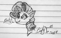 Size: 1929x1208 | Tagged: safe, artist:binkyt11, derpibooru import, rarity, pony, unicorn, bust, female, lined paper, mare, monochrome, solo, traditional art