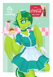 Size: 2673x3888 | Tagged: anthro, artist:taleriko, clothes, cute, derpibooru import, dress, female, mare, oc, oc:evergreen feathersong, pegasus, rcf community, safe, solo, unofficial characters only, waitress