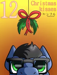 Size: 1000x1300 | Tagged: safe, artist:flash_draw, derpibooru import, oc, oc:flashdraw, unofficial characters only, earth pony, pony, christmas, glasses, holiday, holly, holly mistaken for mistletoe, male, pack, solo