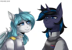 Size: 3000x2100 | Tagged: safe, artist:serodart, derpibooru import, oc, bat pony, pony, unicorn, bat pony oc, bat wings, bust, commission, portrait, shipping, star wars, wings