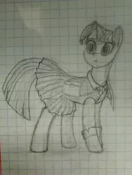 Size: 3120x4160 | Tagged: safe, derpibooru import, twilight sparkle, pony, unicorn, clothes, female, graph paper, mare, photo, pleated skirt, school uniform, skirt, solo, traditional art, unicorn twilight