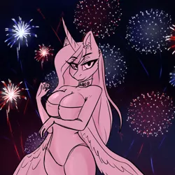 Size: 3607x3607 | Tagged: anthro, any race, artist:tyna, breasts, commission, derpibooru import, female, fireworks, high res, mare, new year, suggestive, ych example, your character here