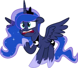 Size: 1280x1118 | Tagged: safe, artist:crystalmagic6, derpibooru import, princess luna, alicorn, pony, clothes, crown, ear down, female, floppy ears, horn, jewelry, moon, necklace, open mouth, regalia, shoes, simple background, solo, transparent background, worried, worry