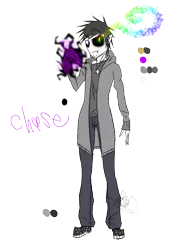 Size: 888x1150 | Tagged: artist:didun850, bags under eyes, black sclera, clothes, derpibooru import, glowing hands, heterochromia, human, humanized, male, oc, oc:chase, safe, signature, simple background, sombra eyes, transparent background, unofficial characters only