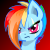 Size: 50x50 | Tagged: safe, artist:auroraswirls, derpibooru import, rainbow dash, pegasus, pony, alternate timeline, angry, apocalypse dash, bust, crystal war timeline, eye scar, female, frown, gradient background, hair over one eye, mare, pixel art, scar, solo