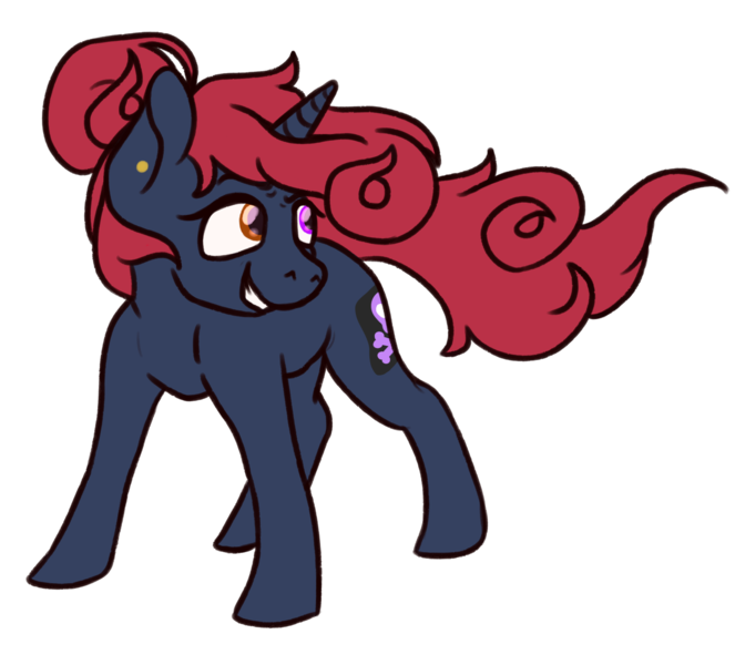 Size: 1436x1300 | Tagged: safe, artist:computerstickman, derpibooru import, oc, oc:bone breaker, unicorn, fallout equestria, fallout equestria: kingpin, fallout equestria: lynchpin, bun, cutie mark, ear piercing, ex-raider, female, grin, heterochromia, horn, jolly roger, mare, messy mane, orange eye, piercing, pirate, purple eye, raider, simple background, smiling, smiling jack pirates, solo, stance, transparent background, unicorn oc