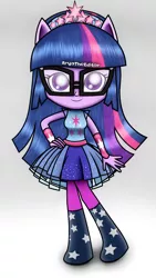 Size: 1080x1920 | Tagged: safe, artist:aryatheeditor, derpibooru import, sci-twi, twilight sparkle, equestria girls, equestria girls series, cute, digital art, doll, equestria girls minis, female, glasses, headband, ponied up, pony ears, pose, solo, stars, straight hair, super ponied up, toy