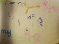 Size: 4032x3024 | Tagged: safe, artist:rainbow dash is best pony, derpibooru import, applejack, fluttershy, pinkie pie, rainbow dash, rarity, twilight sparkle, twilight sparkle (alicorn), alicorn, earth pony, pegasus, pony, unicorn, cardboard, highlighter, mane six, marker, pen, pencil drawing, traditional art