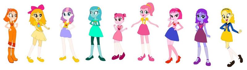 Size: 1280x364 | Tagged: safe, artist:meganthecutegirl1997, artist:selenaede, derpibooru import, human, equestria girls, baby hugs bear, barely eqg related, base used, boots, care bear cousins, care bears, cheer bear, clothes, crossover, equestria girls style, equestria girls-ified, friend bear, high heel boots, high heels, image, jpeg, love-a-lot bear, shoes, treat heart pig, true heart bear, wish bear