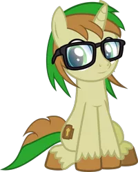 Size: 1102x1380 | Tagged: safe, artist:lightningbolt, derpibooru import, oc, oc:zeb, unofficial characters only, pony, unicorn, 2020 community collab, derpibooru community collaboration, .svg available, glasses, happy, horn, looking at you, male, simple background, sitting, smiling, solo, stallion, svg, transparent background, unshorn fetlocks, vector
