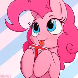 Size: 2000x2000 | Tagged: safe, artist:bnbigus, derpibooru import, pinkie pie, earth pony, pony, :p, blushing, bust, cute, diapinkes, female, high res, mare, ponk, portrait, silly, smiling, solo, sweet dreams fuel, tongue out