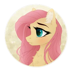 Size: 1200x1200 | Tagged: safe, artist:vird-gi, derpibooru import, fluttershy, pony, abstract background, bust, cheek fluff, chest fluff, cute, ear fluff, female, mare, portrait, profile, shyabetes, solo