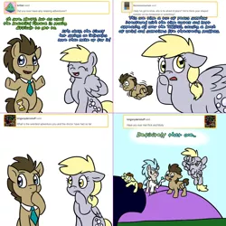 Size: 1402x1402 | Tagged: safe, artist:usagi-zakura, derpibooru import, derpy hooves, doctor whooves, time turner, ponified, earth pony, pegasus, pony, lovestruck derpy, comic, fetal position, morty smith, portal, portal gun (rick and morty), rick and morty, rick sanchez