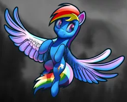 Size: 2500x2000 | Tagged: safe, derpibooru import, rainbow dash, pegasus, pony, belly button, blue, cute, dashabetes, female, flying, glow, high res, image, majestic, mare, png, rainbow, reflection, solo, spread wings, subsurface scattering, wings