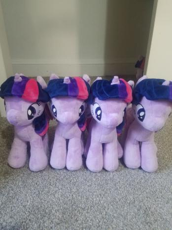 Size: 349x468 | Tagged: safe, derpibooru import, twilight sparkle, twilight sparkle (alicorn), alicorn, pony, unicorn, 4de, assimilation, closet, implied transformation, irl, multeity, photo, plushie, self ponidox, sparkle sparkle sparkle