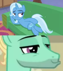 Size: 1280x1444 | Tagged: derpibooru import, draw me like one of your french girls, edit, female, flutter brutter, male, road to friendship, safe, screencap, shipping, straight, stupid sexy trixie, stupid sexy zephyr breeze, trixbreeze, trixie, zephyr breeze
